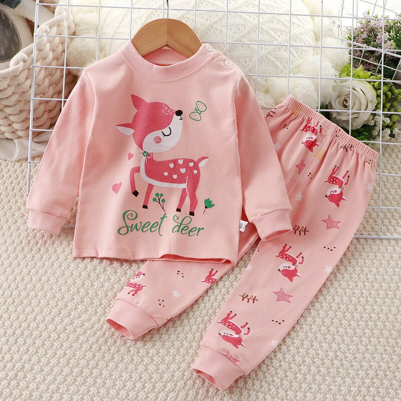 Children's Pajamas Set Manufacturer - Autumn Casual Solid Pattern Breathable Baby Home Clothes with Pants