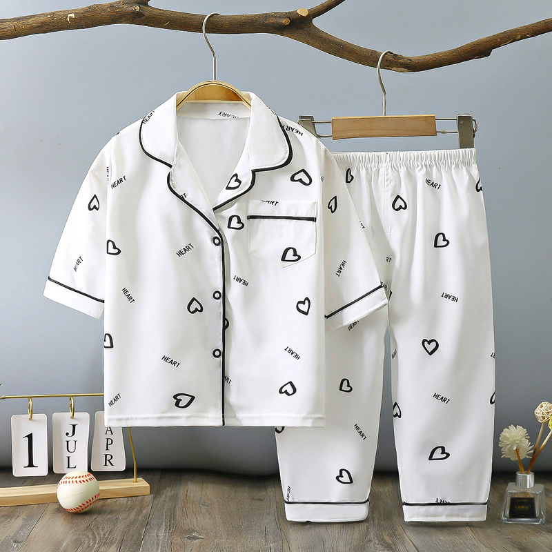 Children's Home Clothes Set Manufacturer - 2025 Summer Lapel Pajamas Thin Boys Girls Air Conditioning Clothes Factory