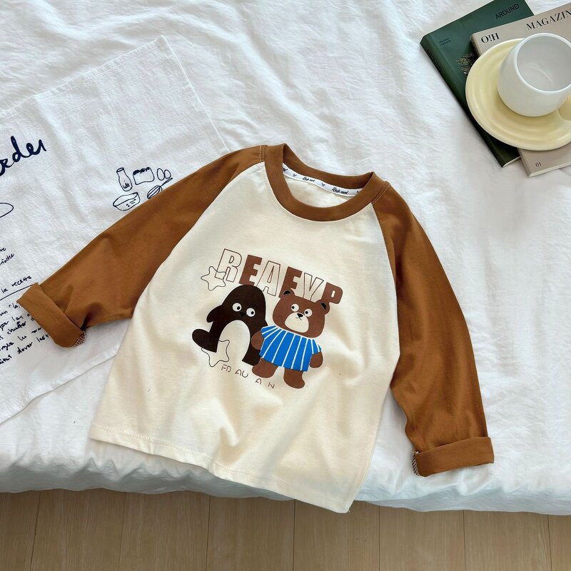 Children's T-shirt Manufacturer - 2025 Spring Autumn New 100% Cotton Boy Top Long Sleeve Girl Cotton Clothes & OEM