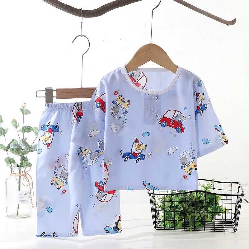 Cartoon Kid Pajamas Manufacturer - for Girls 1-9 Years Short Sleeve Sleepwear Breathable Comfortable Summer
