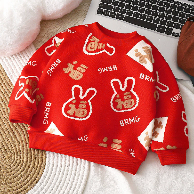 Children's Velvet T-shirt Manufacturer - 2025 Autumn Winter Boys Thickened Baby Sweater Girls Warm Sweater