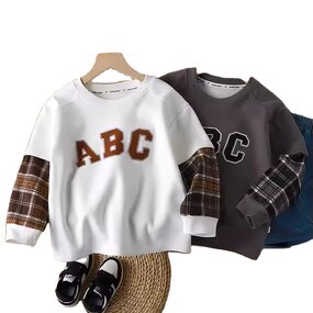 Children's Sweatshirt Manufacturer - 2025 New Stitching Trendy Single Spring Autumn Boys Outerwear Sports Loose Korean