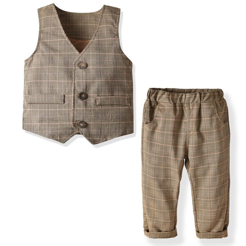 Children's Clothing Suit Manufacturer - Boys Long-sleeved Shirt Double-layer Vest Trousers Bow Tie Gentleman Baby Birthday