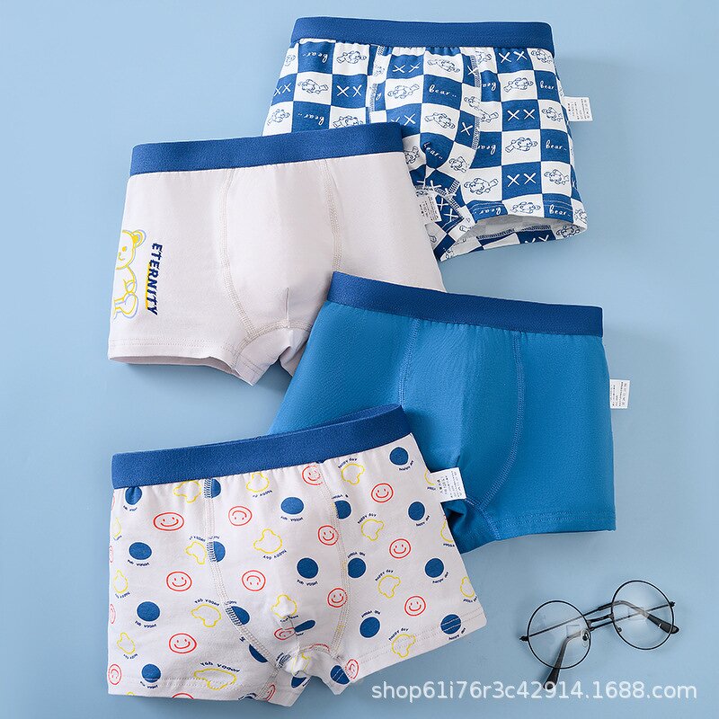 Boys Boxer Briefs Manufacturer - Cartoon Bear Cute Printed Cotton for Primary School Students
