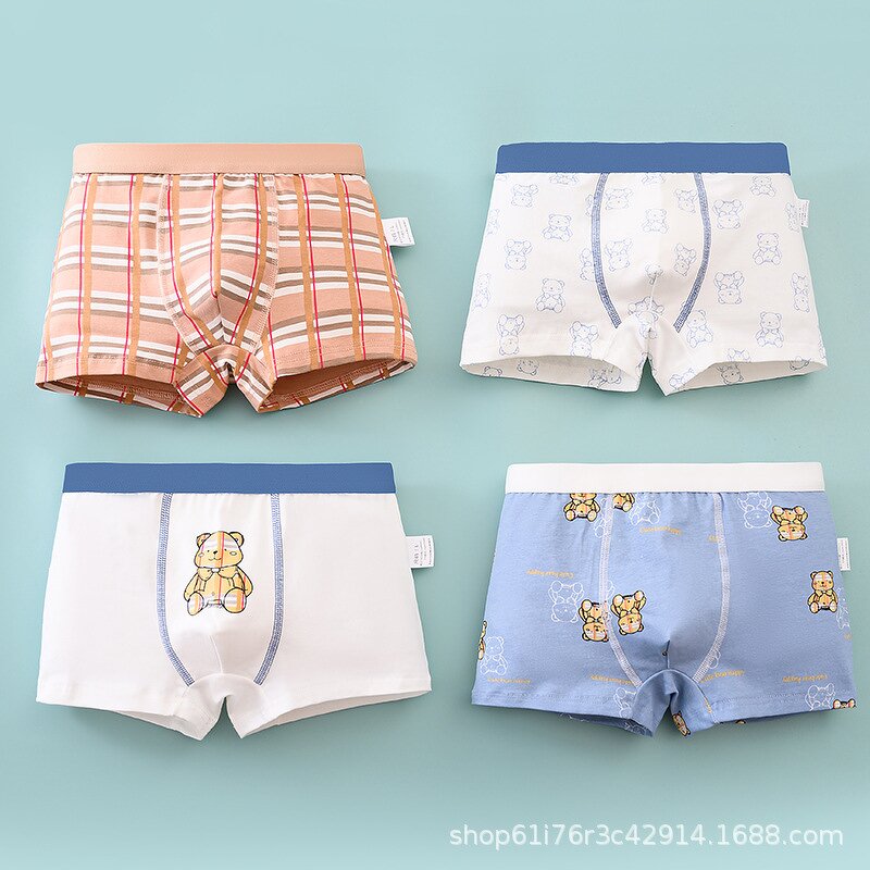 Boys Boxer Briefs Manufacturer - Cartoon Bear Cute Printed Cotton for Primary School Students