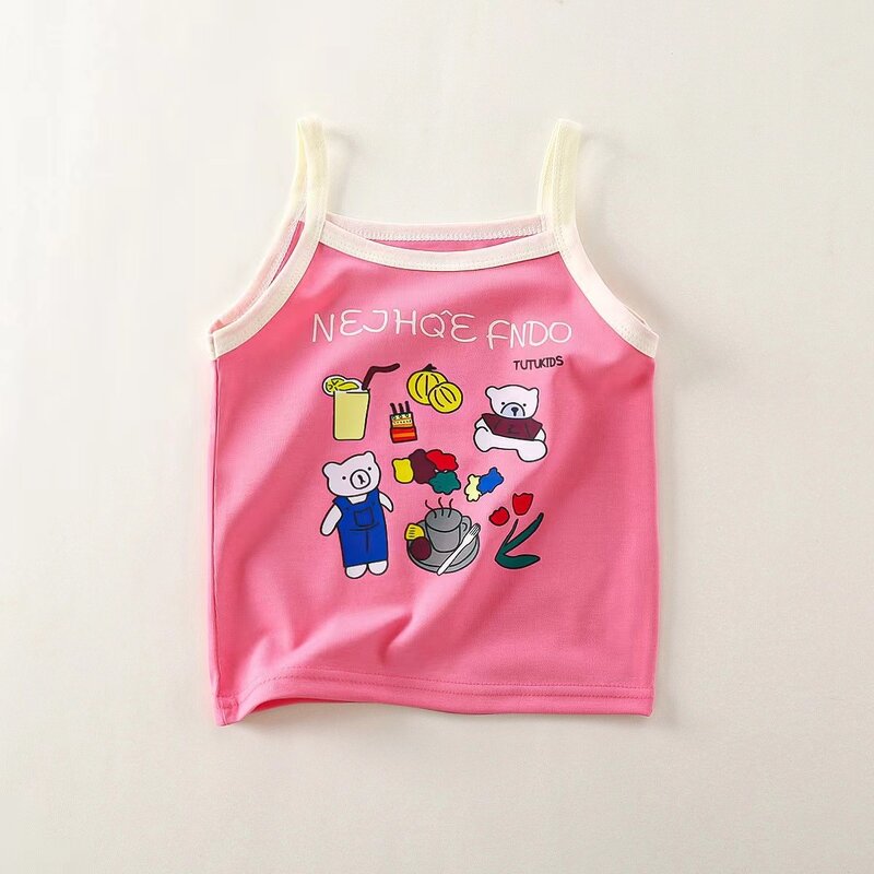 Girls Vest Manufacturer - 0-12 Years Old Elastic Cotton Sling Multi-color Outer Wear Shirt