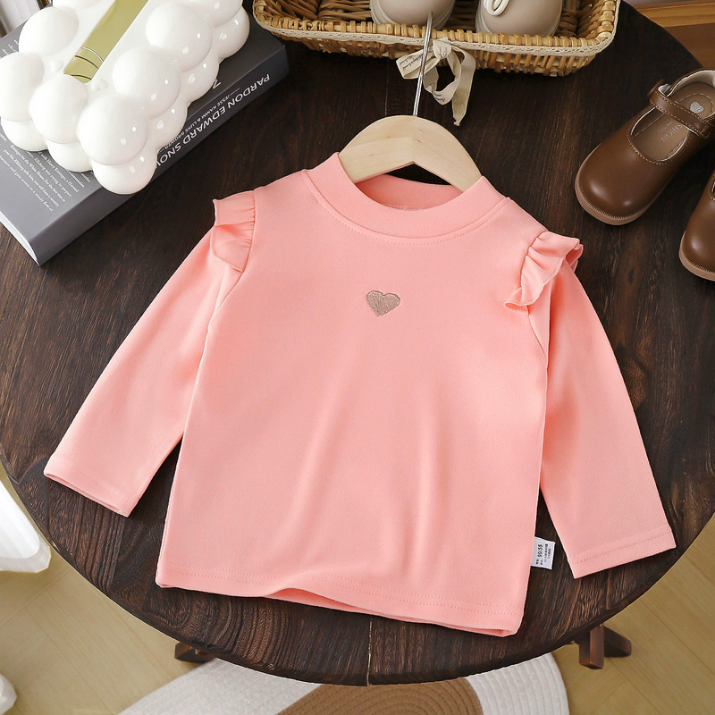 Children's T-shirt Manufacturer - Long-sleeved Autumn Winter New Korean 1-8 Years Girls Bottoming Shirt Warm Top