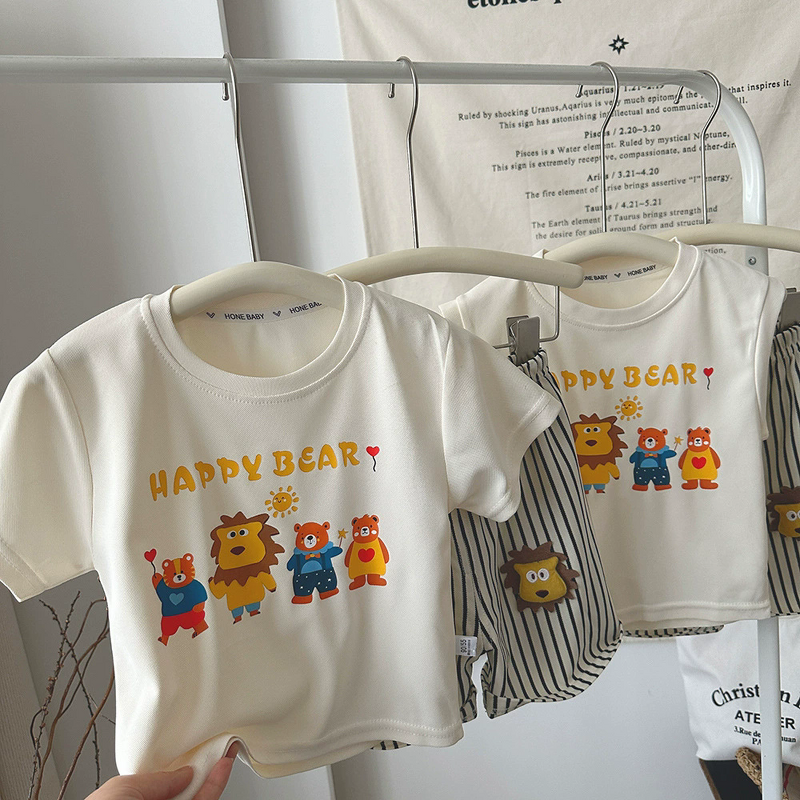 Children's Short-sleeved Suit Manufacturer - 25 Summer New Boys Breathable Crystal Beaded Shorts Cartoon