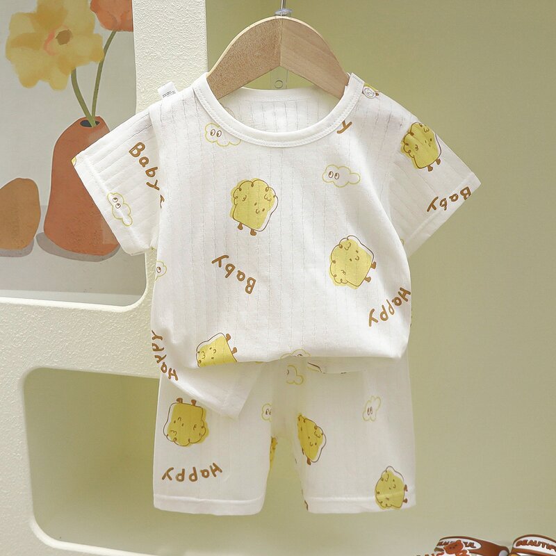 Children's Pajamas Manufacturer - Summer Pure Cotton Baby Short-sleeved Shorts Thin 0-6 Years Boys Girls Home