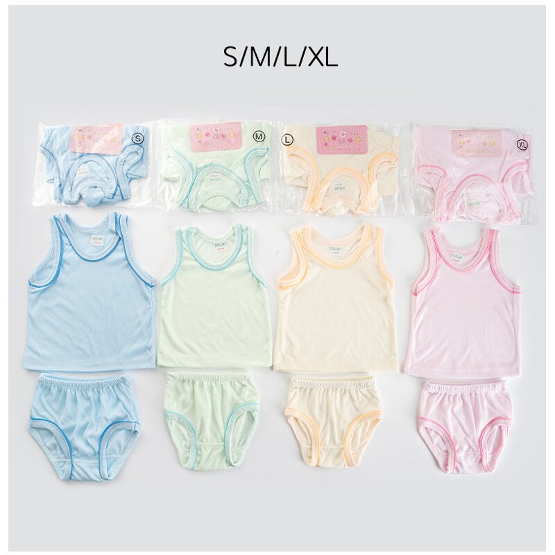 Newborn Baby Set Manufacturer - 25 Summer New Style Base Color Vest Cotton Pants Sleeveless Card Packaging Color Edge 2-piece