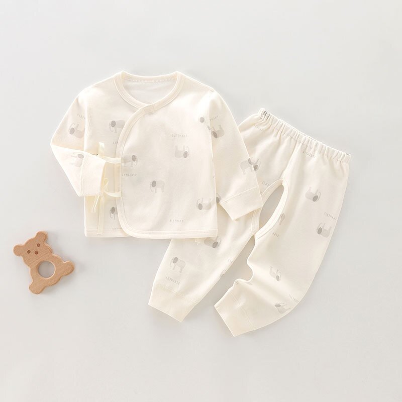 Newborn Baby Set Manufacturer - Pure Cotton Split Body Spring Autumn Strap Two-piece Set