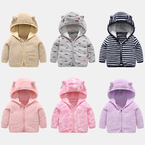 Baby Jacket Manufacturer - Autumn Spring New Coral Velvet Hooded Tops Boys Girls Thicker Warmer Zipper for Winter