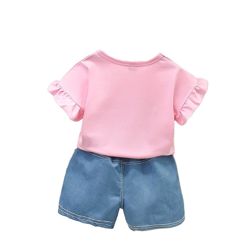 Girls Summer Suit Manufacturer - 2025 New Summer Baby Girl Korean Pure Cotton Small Medium Girls Short-sleeved 2-piece