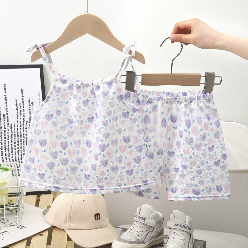 Girls Skirt Suit Manufacturer - 2025 Summer New Style Suspender Baby Vest Korean Pants Floral