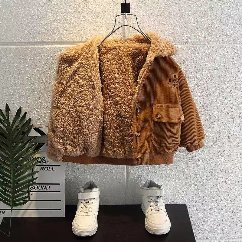 Kids Warm Jacket Manufacturer - Low Price Boys Thick Fleece Lining Motorcycle Coat for Autumn Winter