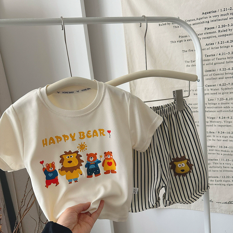 Children's Short-sleeved Suit Manufacturer - 25 Summer New Boys Breathable Crystal Beaded Shorts Cartoon