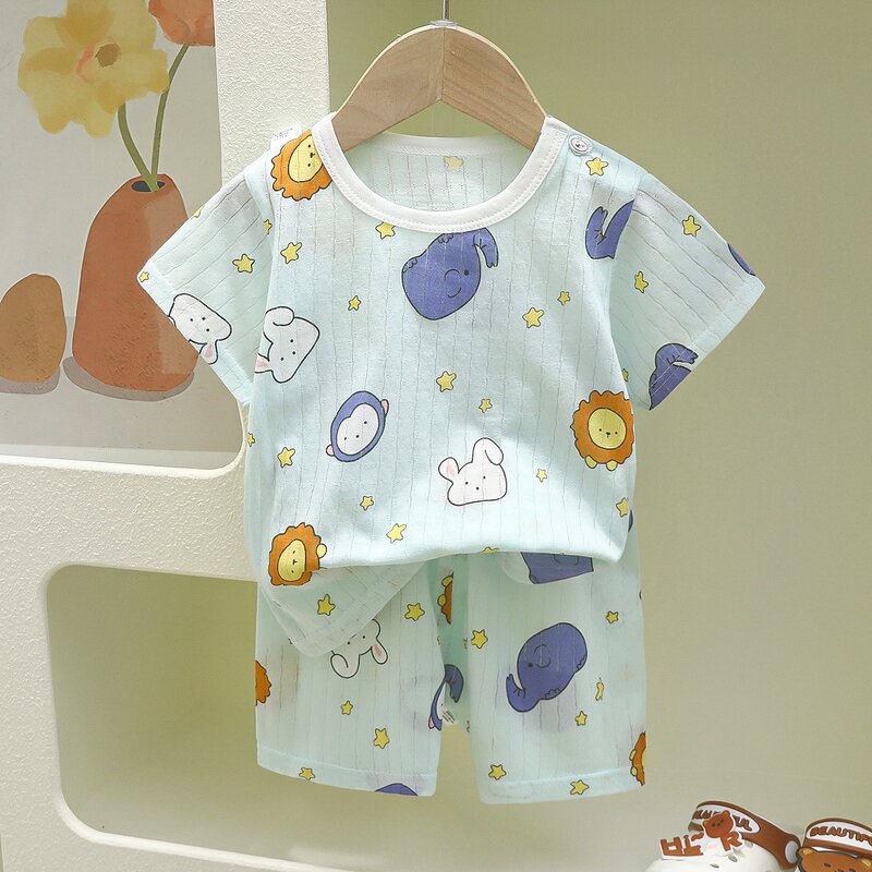 Children's Pajamas Manufacturer - Summer Pure Cotton Baby Short-sleeved Shorts Thin 0-6 Years Boys Girls Home