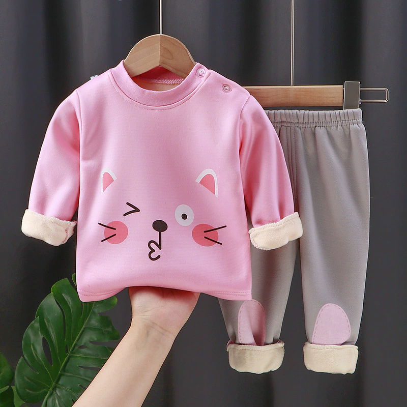 Children's Thermal Underwear Suits Manufacturer - for Boys Girls Autumn Winter Home Clothes Plus Velvet Thickened