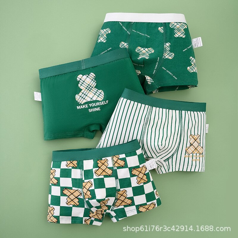 Children's Cotton Underwear Manufacturer - Boys Boxer Briefs 4pcs Baby Middle Large Children Shorts