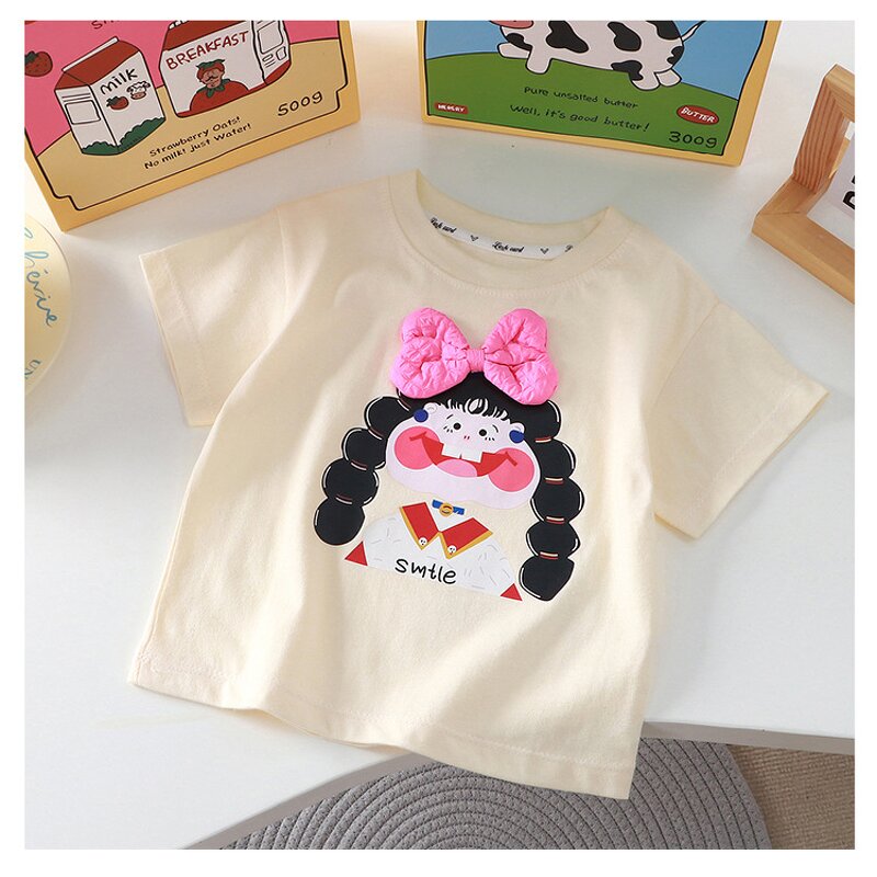 Children's T-shirt Manufacturer - 2025 Summer New Cartoon Three-Dimensional Doll Cotton Single Piece