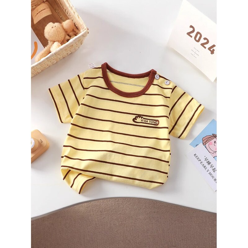 Children's T-shirt Manufacturer - 2025 Summer New Short-sleeved Pure Cotton for Girls Baby Boys Tops