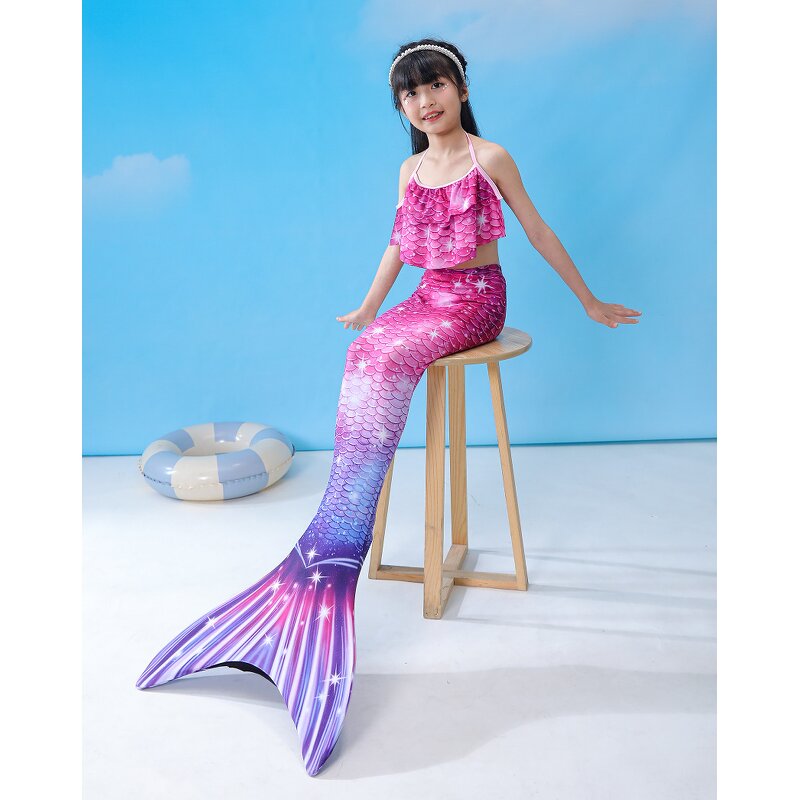 Children's Mermaid Swimsuit Manufacturer - 2025 Summer New Three-piece Fish Tail Princess Dress