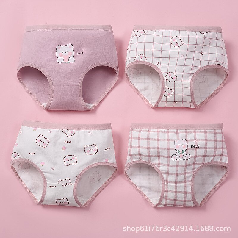 Girls Underwear Manufacturer - 2025 New Cotton Triangle Combed Cotton Cartoon Bear