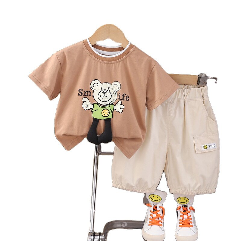 Newborn Boy Clothing Sets Manufacturer - Wholesale Cheap Price 1-5T Casual Print Style 100% Cotton Summer