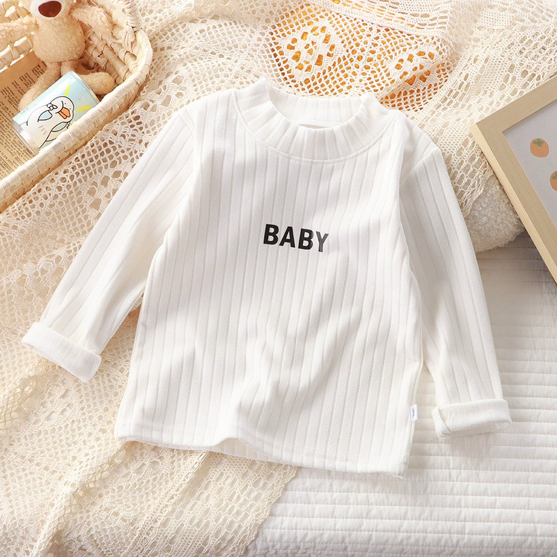 Children's T-shirt Manufacturer - 2025 Autumn Winter German Velvet Medium High Collar Long Sleeve for Boys Girls