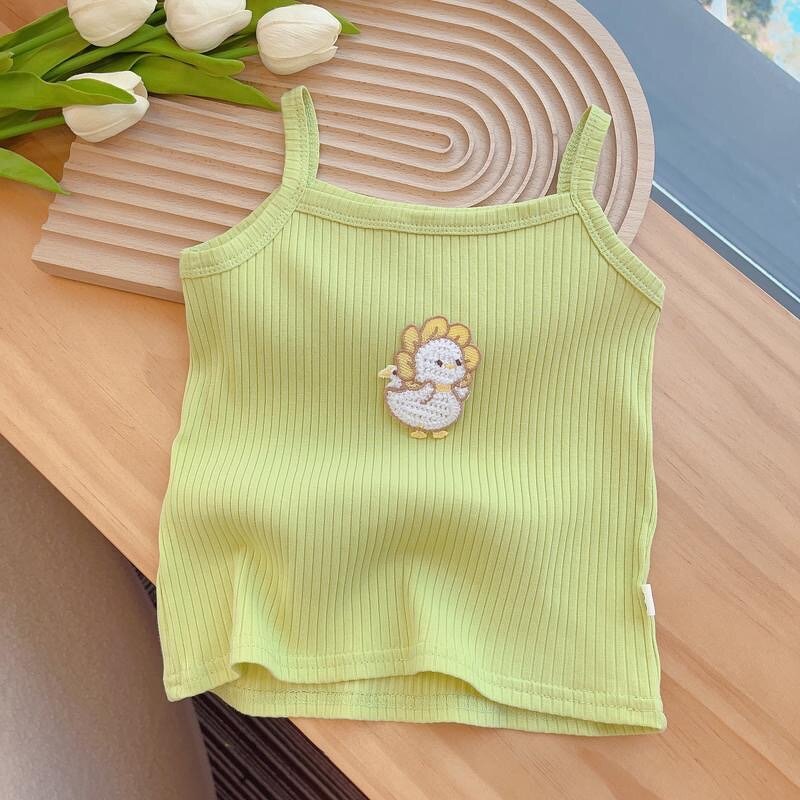 Girls Camisole Vest Manufacturer - 0-8 Years Ice Silk Summer Thin 2025 New Outerwear Kids Baby T-shirt