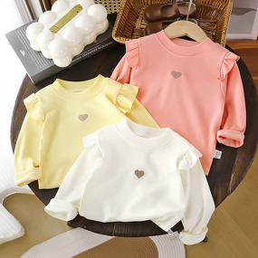 Children's T-shirt Manufacturer - Long-sleeved Autumn Winter New Korean 1-8 Years Girls Bottoming Shirt Warm Top