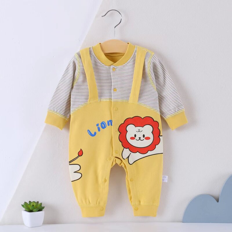 Baby Climbing Clothing Manufacturer - Four Seasons New Four Zero Combed Cotton Babies Cartoon Stitching Connecting