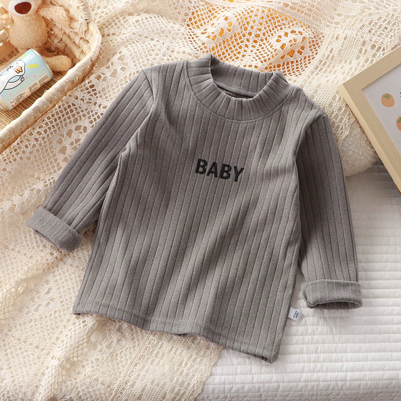 Children's T-shirt Manufacturer - 2025 Autumn Winter German Velvet Medium High Collar Long Sleeve for Boys Girls