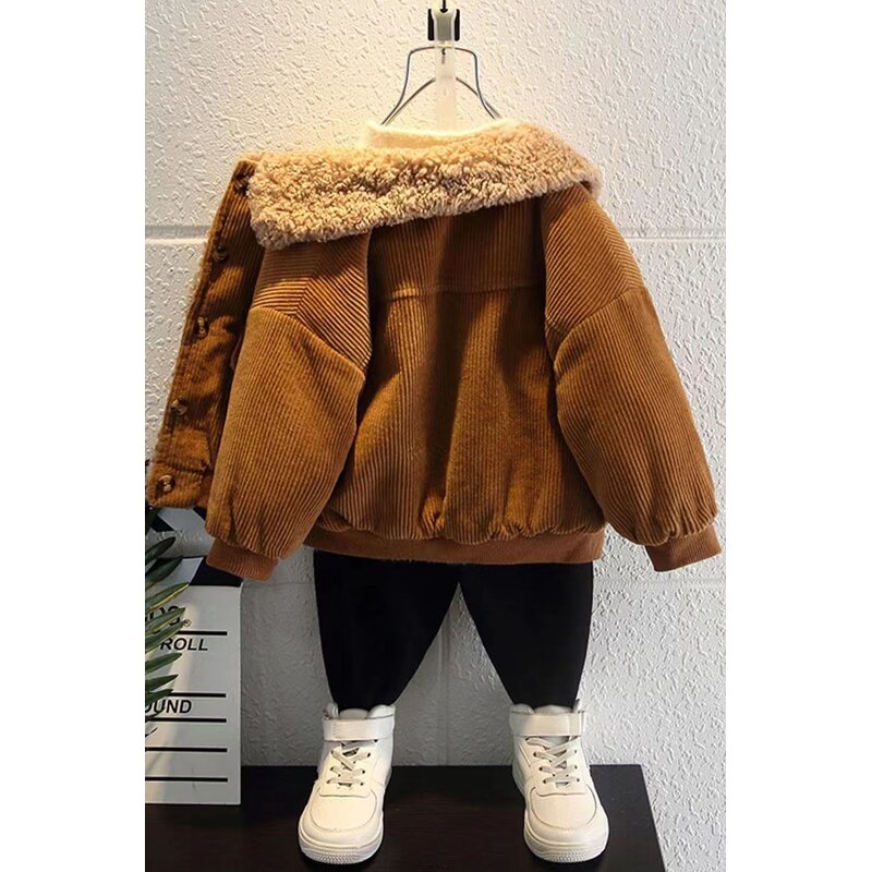 Kids Warm Jacket Manufacturer - Low Price Boys Thick Fleece Lining Motorcycle Coat for Autumn Winter