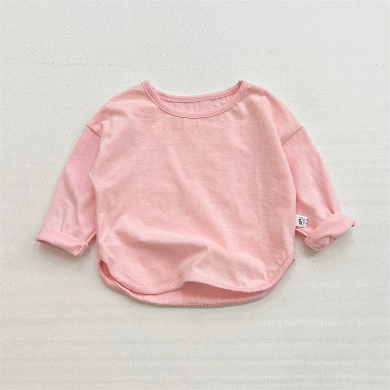 Children's T-shirt Manufacturer - 0-6 Years Old Long-sleeved Pure Cotton New Style Girls Bottoming Shirt Boys Top