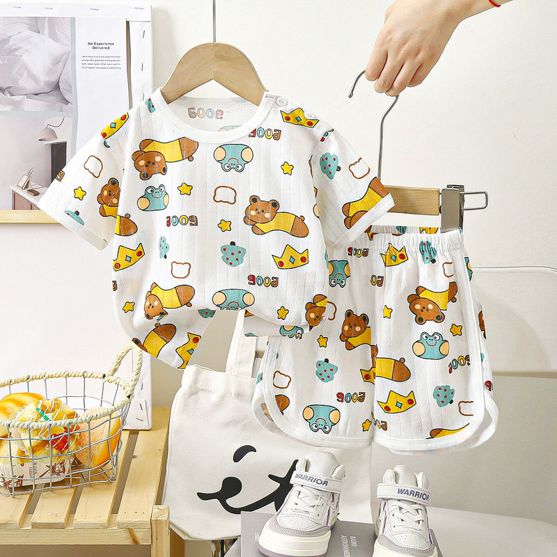 Children's Short-sleeved Shorts Suit Manufacturer - 0-6 Years Summer Pure Cotton New Boys Girls Clothes Thin & OEM