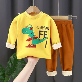 Children's Thermal Underwear Suits Manufacturer - for Boys Girls Autumn Winter Home Clothes Plus Velvet Thickened