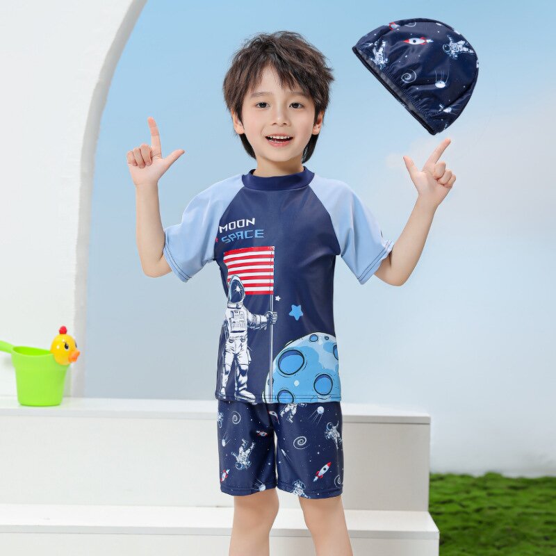 Children's Split Swimsuit Manufacturer - 2-12 Years Old Boys Short-sleeved Sunscreen Diving Surfing Suit