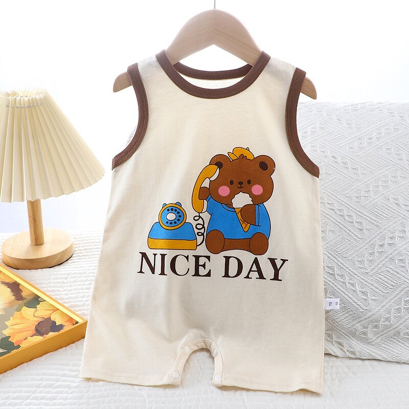 Infant Climbing Clothes Manufacturer - 2025 Pure Cotton Summer Korean Boys Thin Girls Vest Jumpsuit Romper