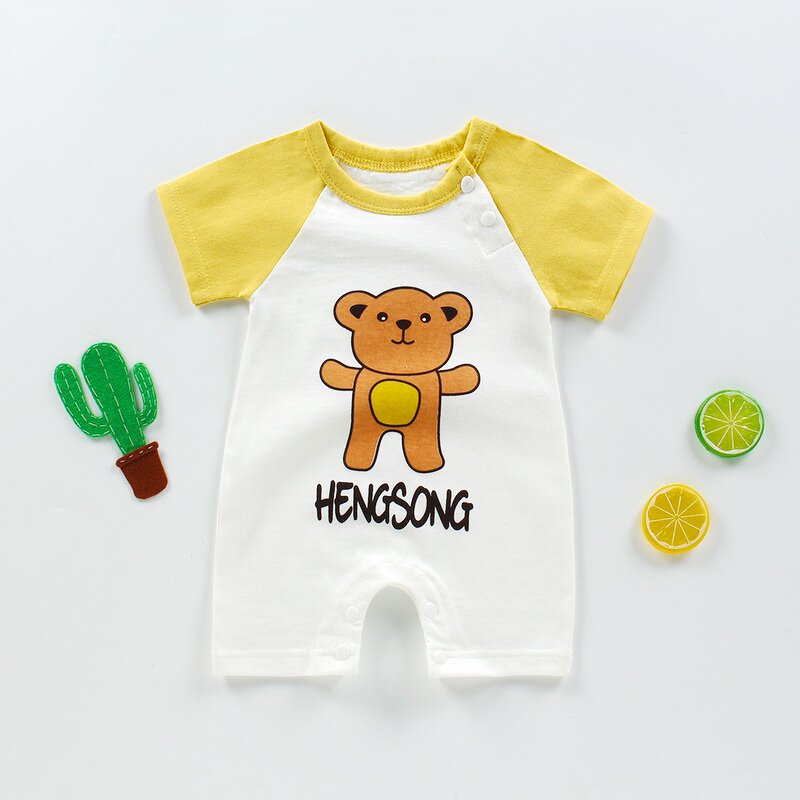Baby Conjoined Clothing Manufacturer - Summer New Hate Baby Pure Cotton Short-sleeved Thin Newborns Climbing