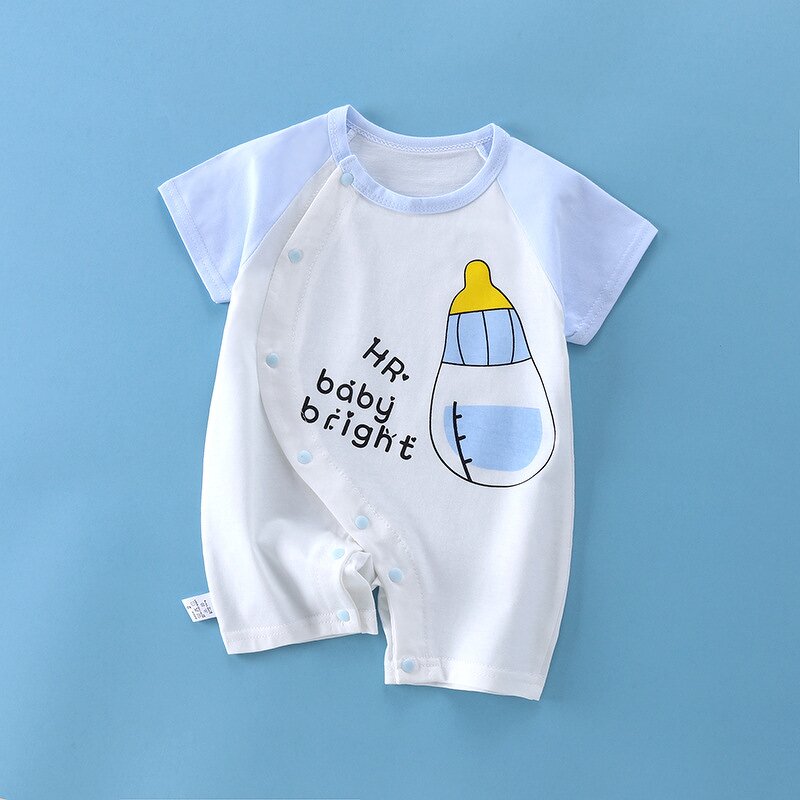Baby Short-sleeved Jacket Manufacturer - Summer Newborn Thin Breathable Climbing Men Women Babies Combed Cotton Printed