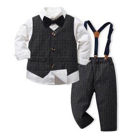 Boys Suit Manufacturer - 25 Spring European American Gentleman Vest Long Sleeve Cotton Cardigan Suit Pants Three-piece