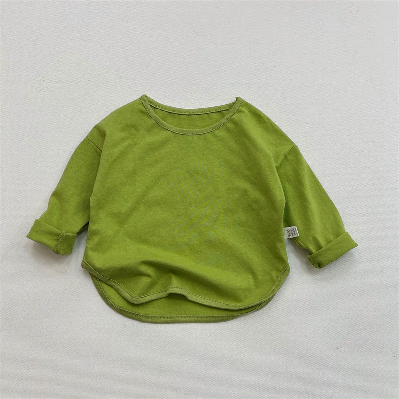Children's T-shirt Manufacturer - 0-6 Years Old Long-sleeved Pure Cotton New Style Girls Bottoming Shirt Boys Top