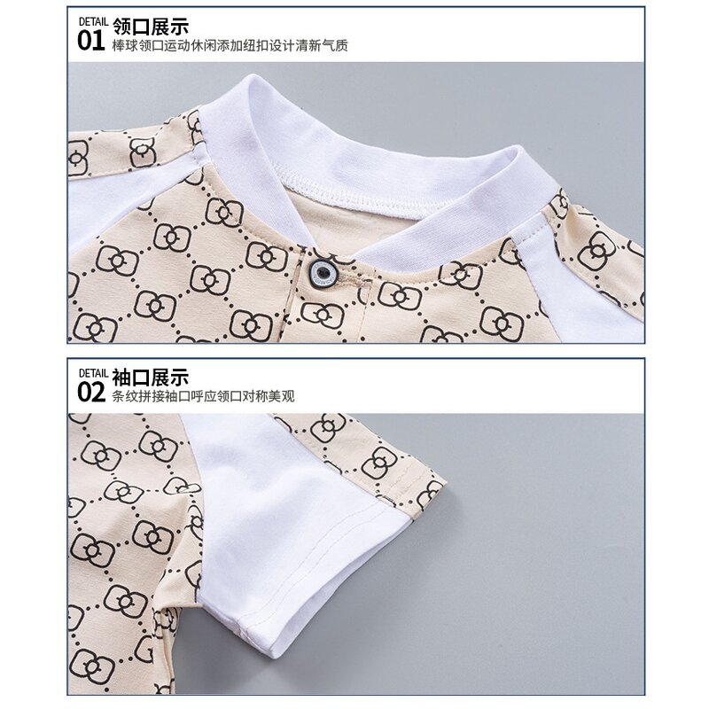 Children's Clothing Set Manufacturer - 2023 Summer Alphabet Full Cotton Comfortable Casual Short-sleeved Set