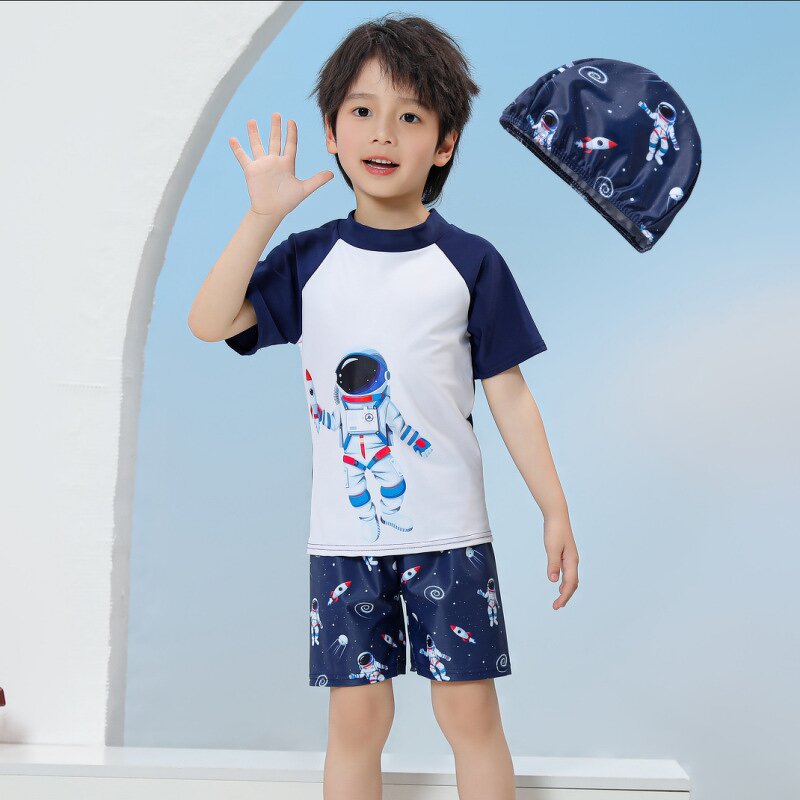 Children's Split Swimsuit Manufacturer - 2-12 Years Old Boys Short-sleeved Sunscreen Diving Surfing Suit