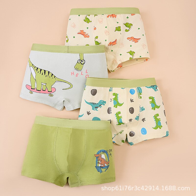 Boys Underwear Manufacturer - 2025 New Cartoon Bear Square Cute Printed Cotton Boxer Briefs