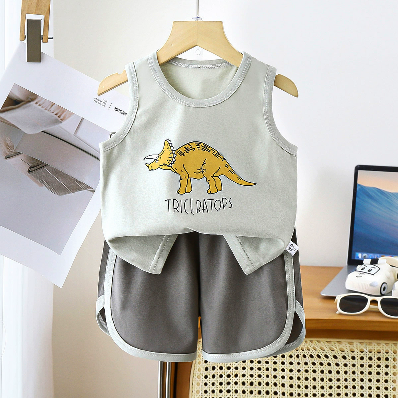 Children's Vest Suit Manufacturer - 2025 Summer New Pure Cotton Baby Sleeveless Boys Shorts Korean