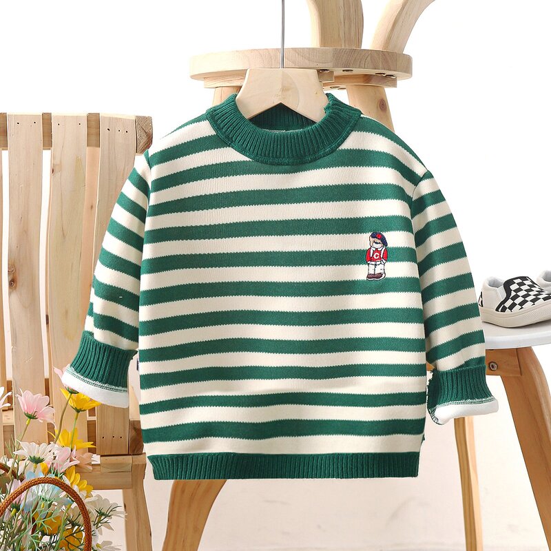 Girls Sweater Manufacturer - 2-10 Years Old Velvet Thickened 2025 Autumn Winter New Style Baby Knitted & OEM