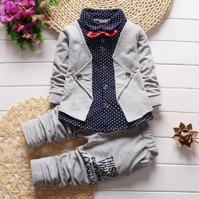 Boys Suit Manufacturer - 25 Spring Autumn New Infant Gentleman Suit 0-4 Years Old 2-Piece Kids Winter Canvas Fabric