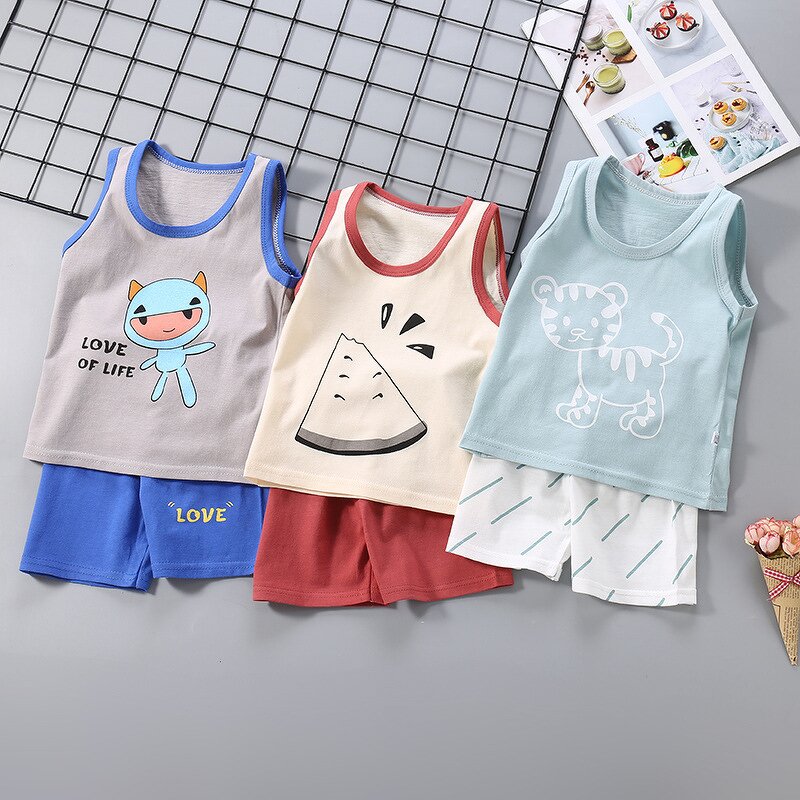 Children's Vest Set Manufacturer - Boys Cotton Sleeveless Summer New Girl Suspender Shorts Whole Cotton